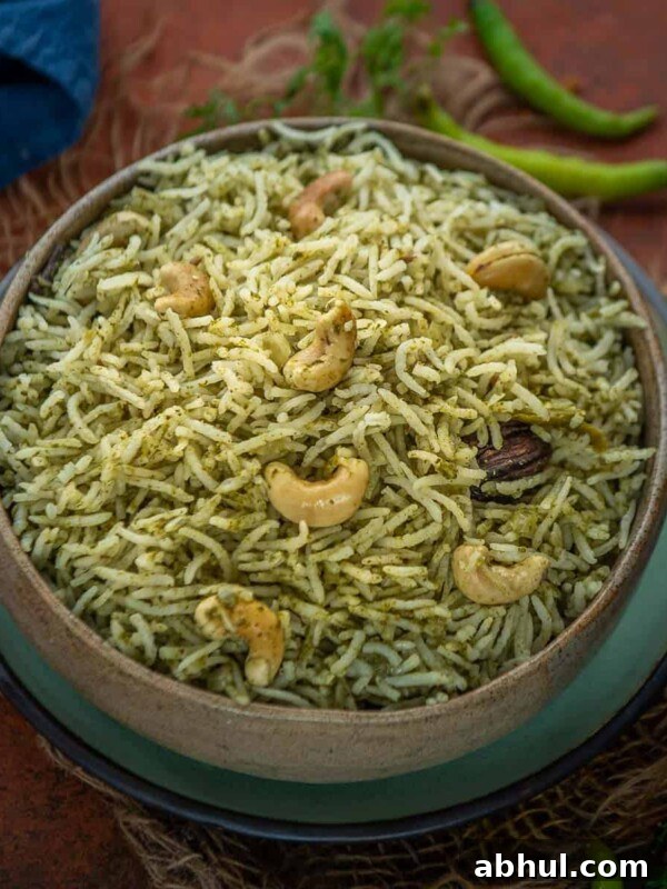South Indian style Palak Rice or Palak Pulao is a flavourful and aromatic rice dish that is very nutritious, great for skin and bones and tastes great with any gravy or raita. Here is how to make it.