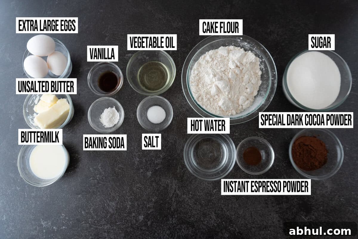 cupcake ingredients in bowls and labeled.