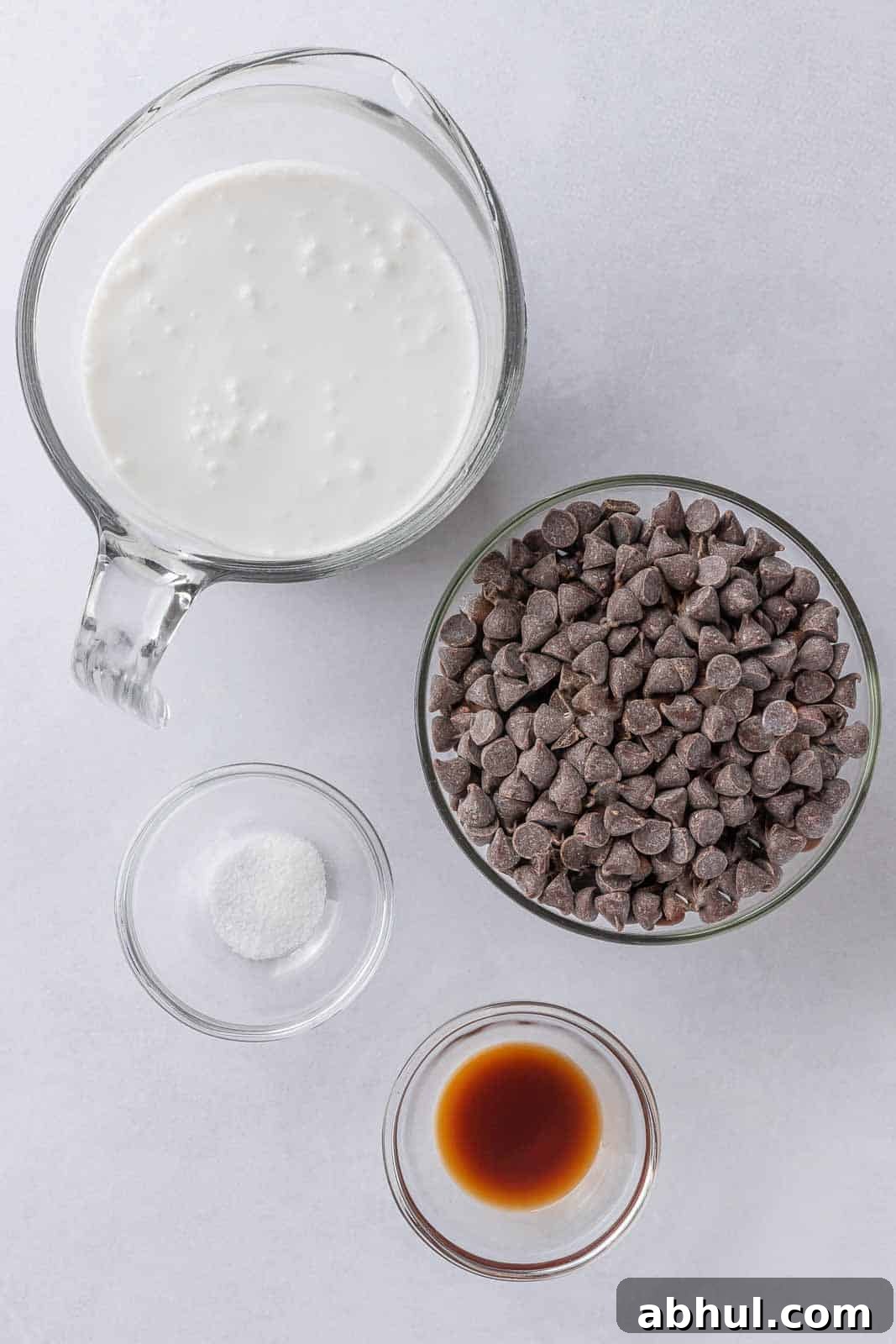 Ingredients needed for dairy free chocolate pie filling.