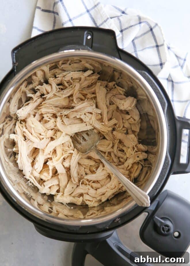 Shredded Cooked Chicken: Slow Cooker, Instant Pot & Stovetop Methods 5 Making shredded chicken in the Instant Pot