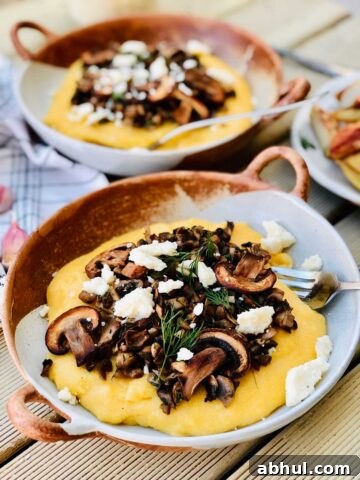 Vegan mushrooms and polenta