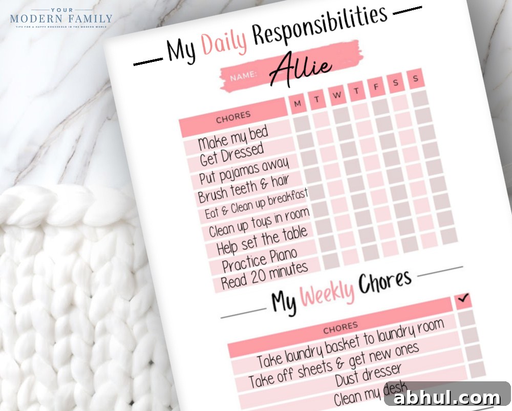 Daily Responsibility Charts for Kids