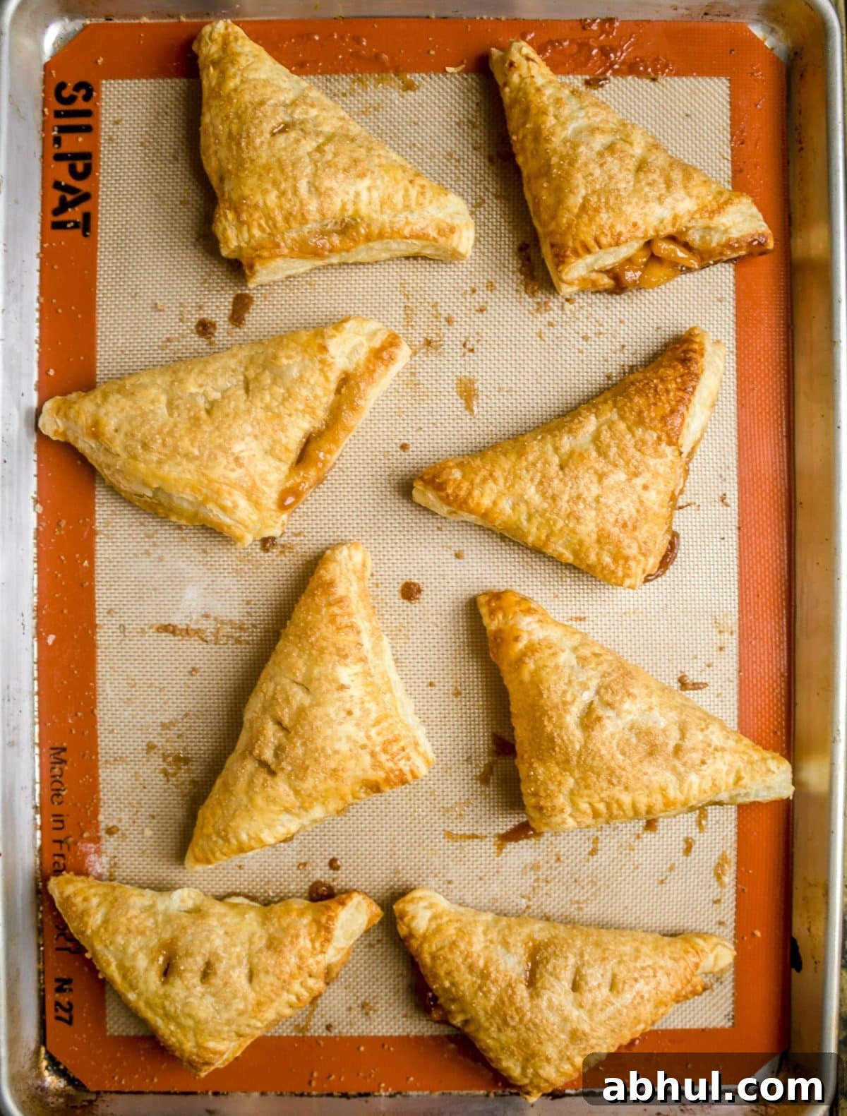 Overhead shot of peach turnovers recipe