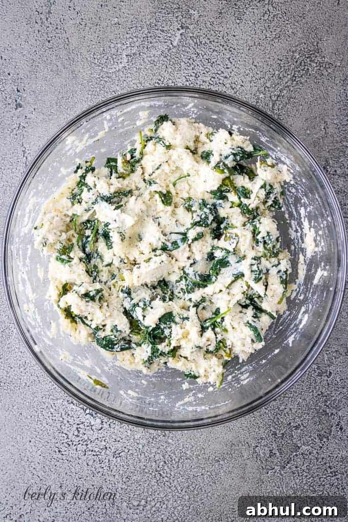 The remaining ingredients have been mixed with the ricotta cheese mixture.