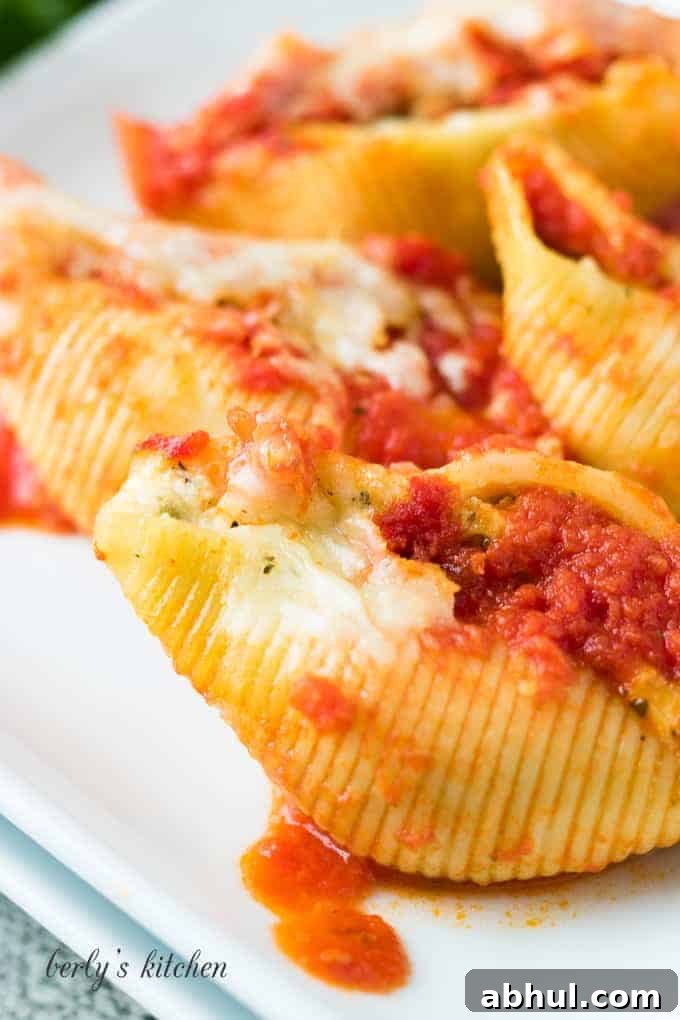 A close-up of the pasta showing the ricotta spinach filling.