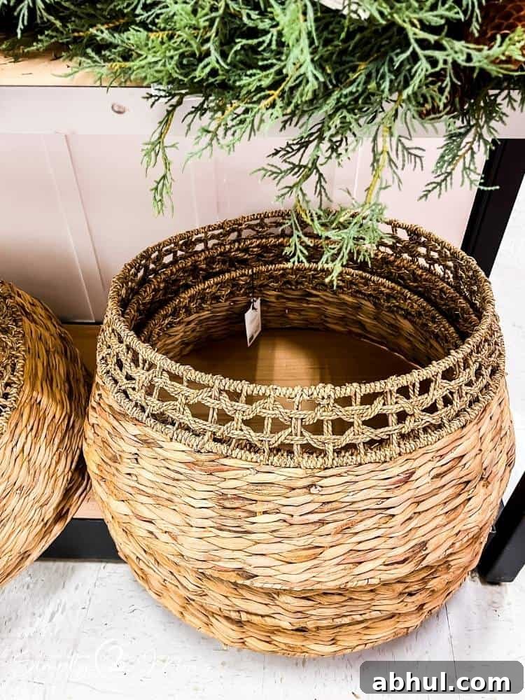 Top Target Christmas Decor Picks for Festive Holiday Style 2 seagrass and wicker Christmas tree collar at Target
