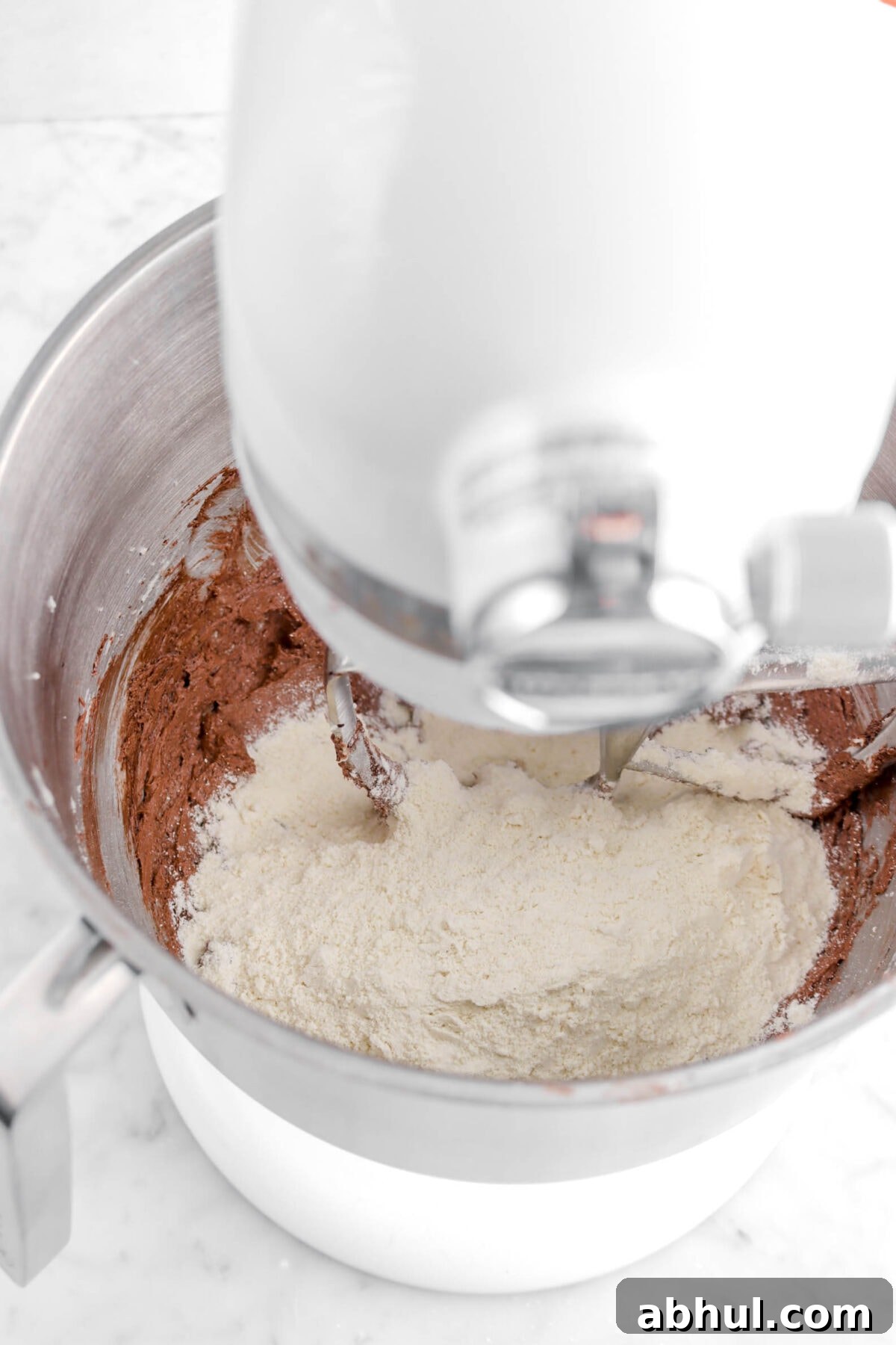 Chocolate-Strawberry Linzer Cookie Recipe for Perfect Sandwich Cookies 16 dry ingredients added to chocolate mixture