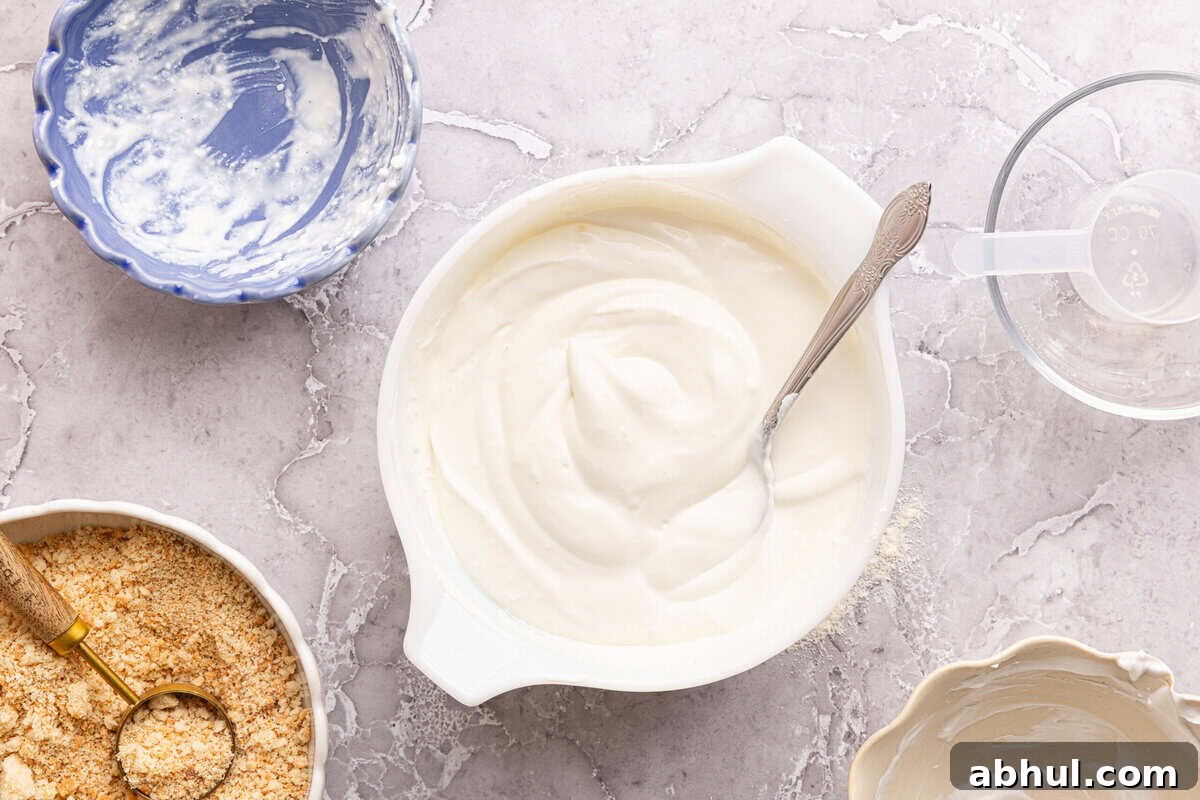 a bowl of cheesecake filling