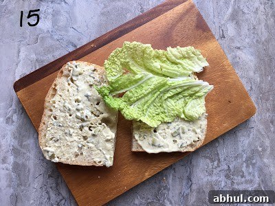 Lettuce added to bread.