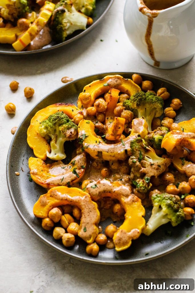 Delicata Chickpea Bake With Almond Butter “Gravy” by Flora & Vino