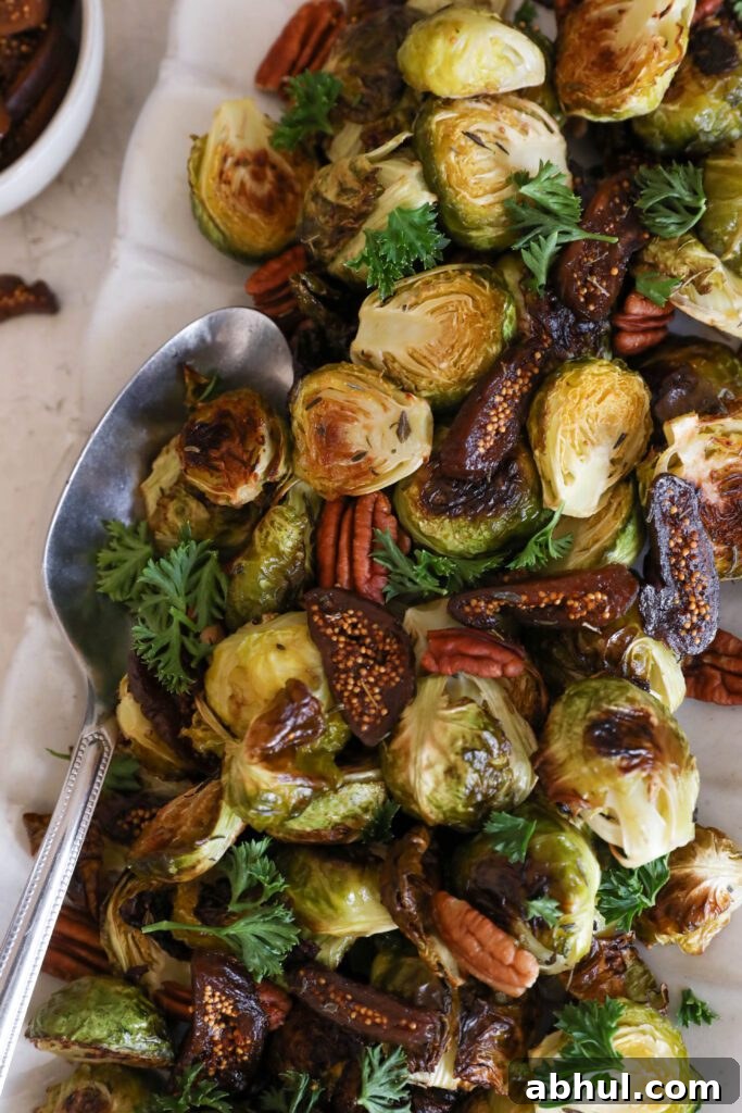 Roasted Brussels Sprouts with Figs & Pecans by Flora & Vino