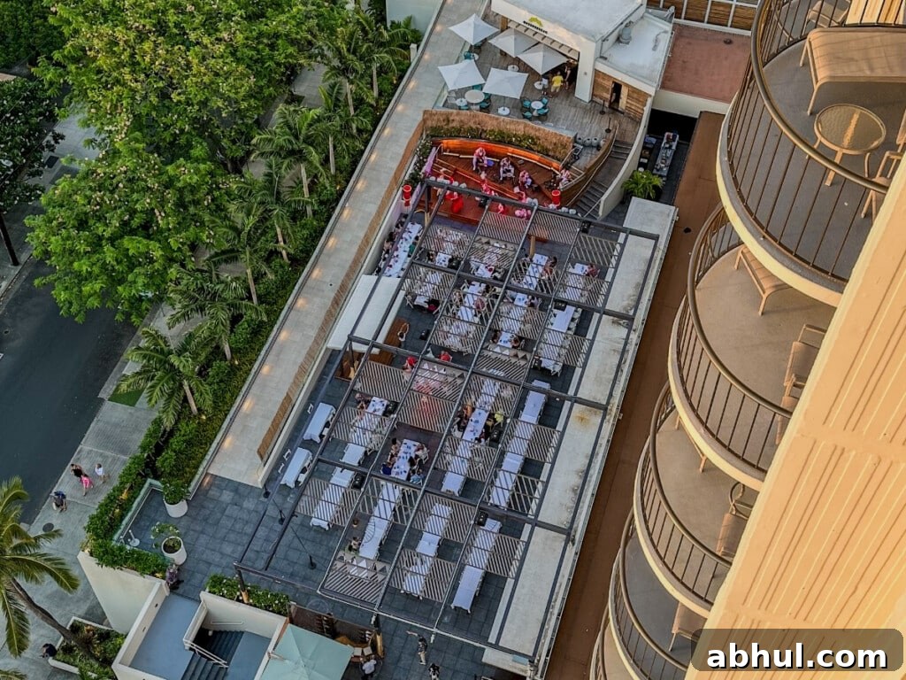 Aerial view of Pāʻina Waikīkī Lūʻau.