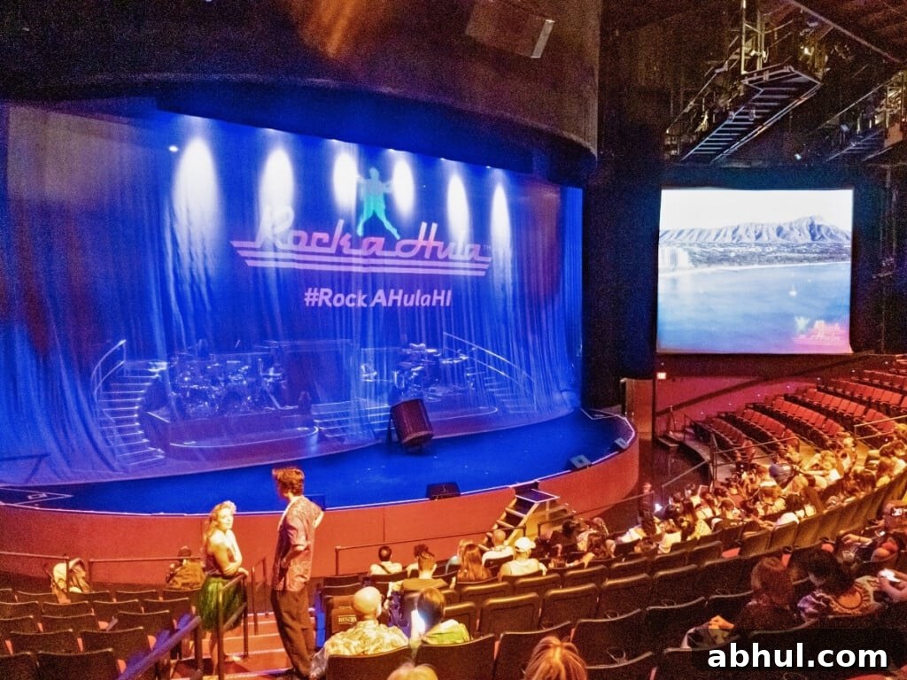 View of 750-seater theatre before the Rock-A-Hula Show.