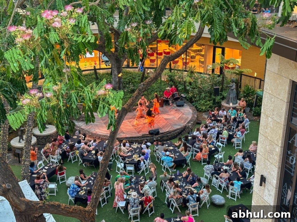 Aerial view overlooking the Queens Waikiki Luau.