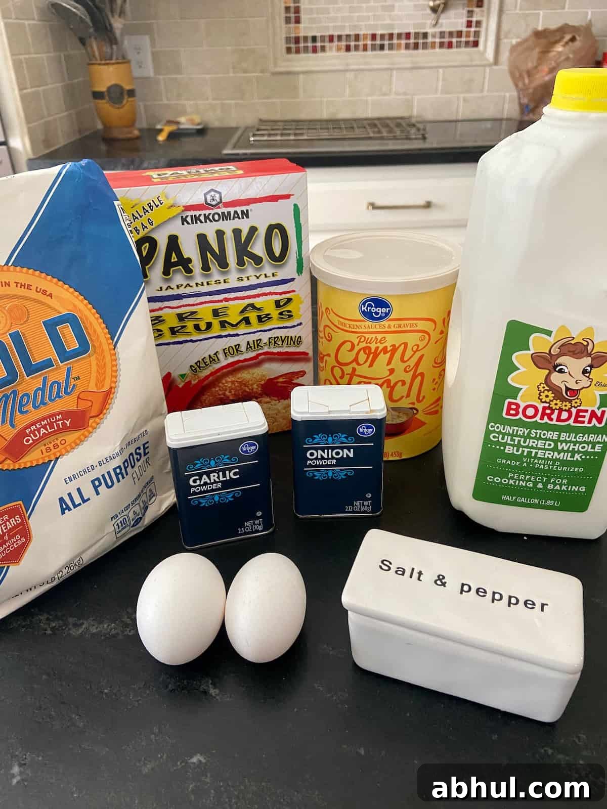 Ingredients on countertop.