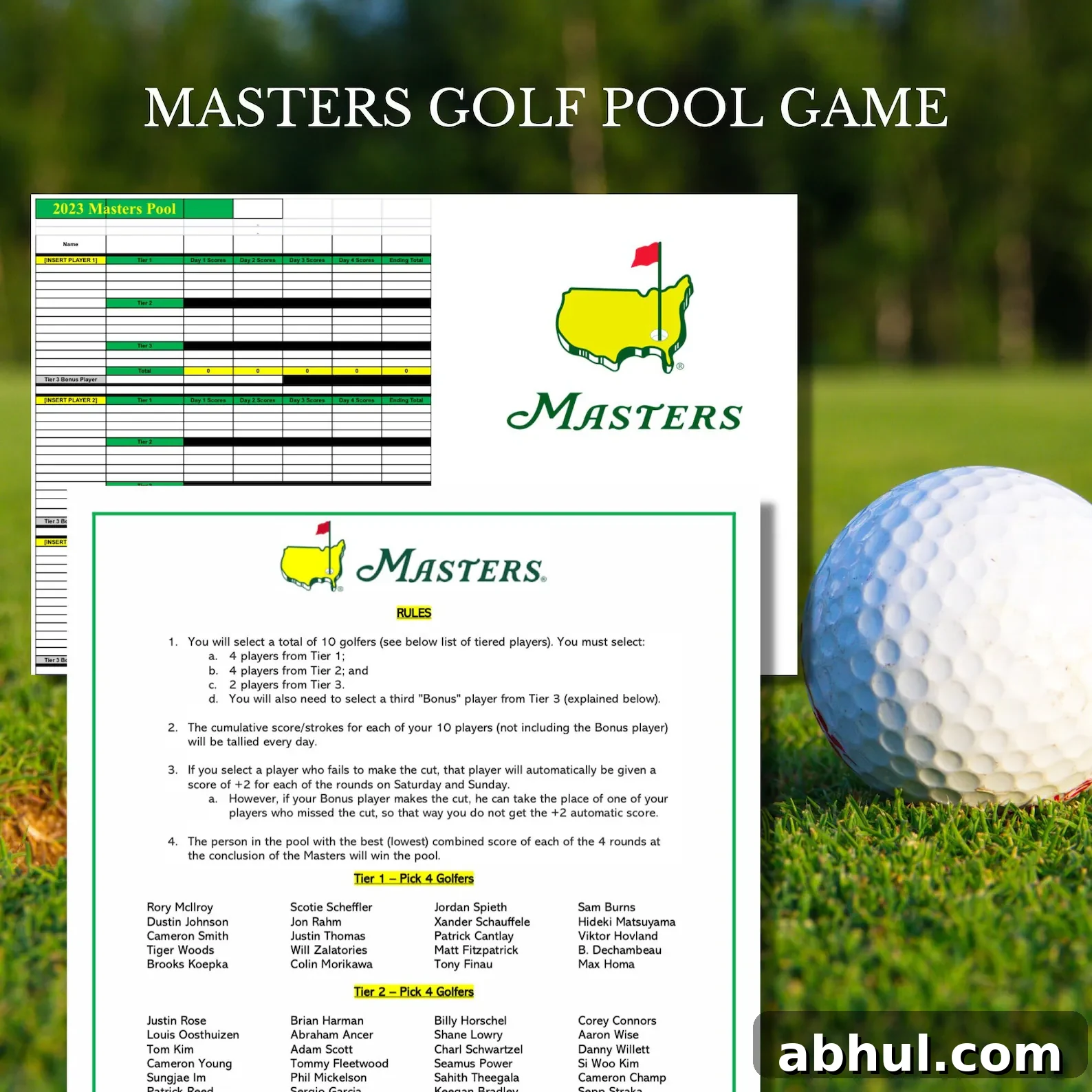 Masters golf pool game PDF.
