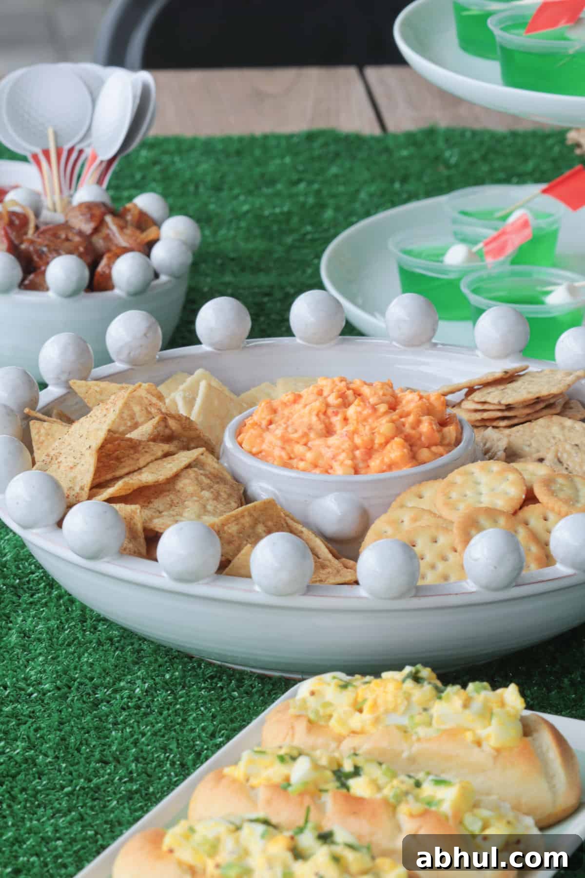Pimento cheese dip on table.