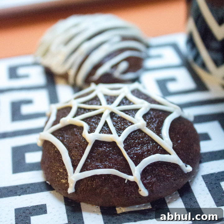 Halloween Spiderweb Maple Brownie Cookies