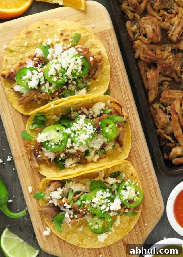 overhead shot of Carnitas Tacos