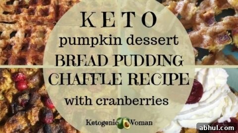 Keto Pumpkin Dessert - Chaffle Bread Pudding with Cranberries!