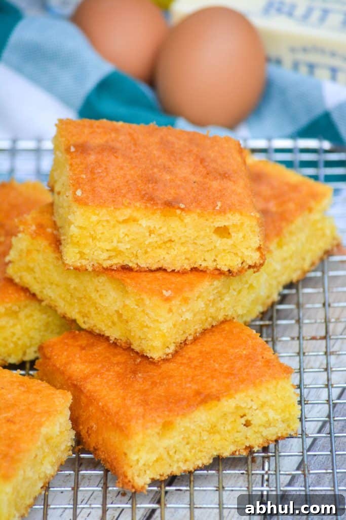 Make Moister Cornbread from a Box 3 a stack of better boxed cornbread on a wire baking rack