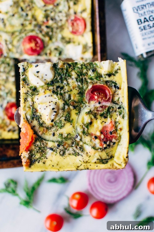 Everything (but the) bagel sheet pan eggs with smoked salmon are a super easy and healthy way to set yourself up for weekday breakfast success! Also the best possible way to indulge in your love of everything bagels WITHOUT eating a bagel.