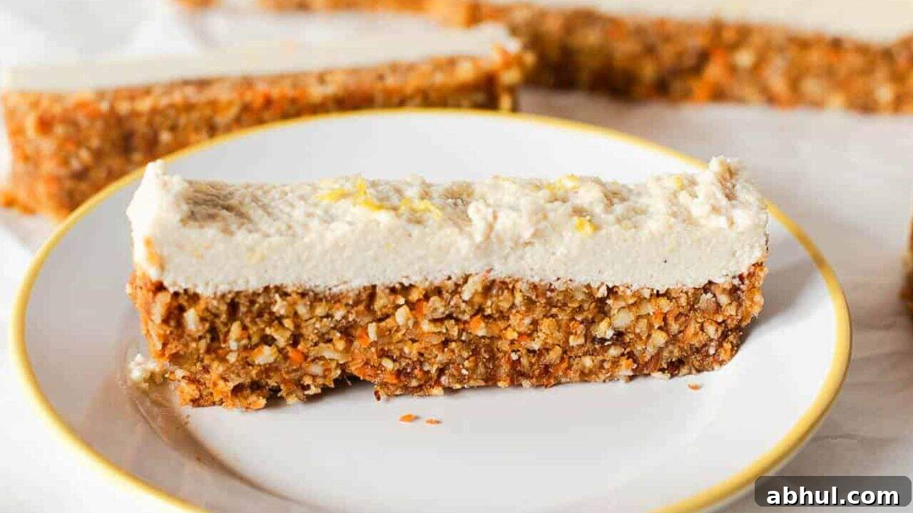 No Bake Freezer Carrot Cake Bars with Cashew Frosting