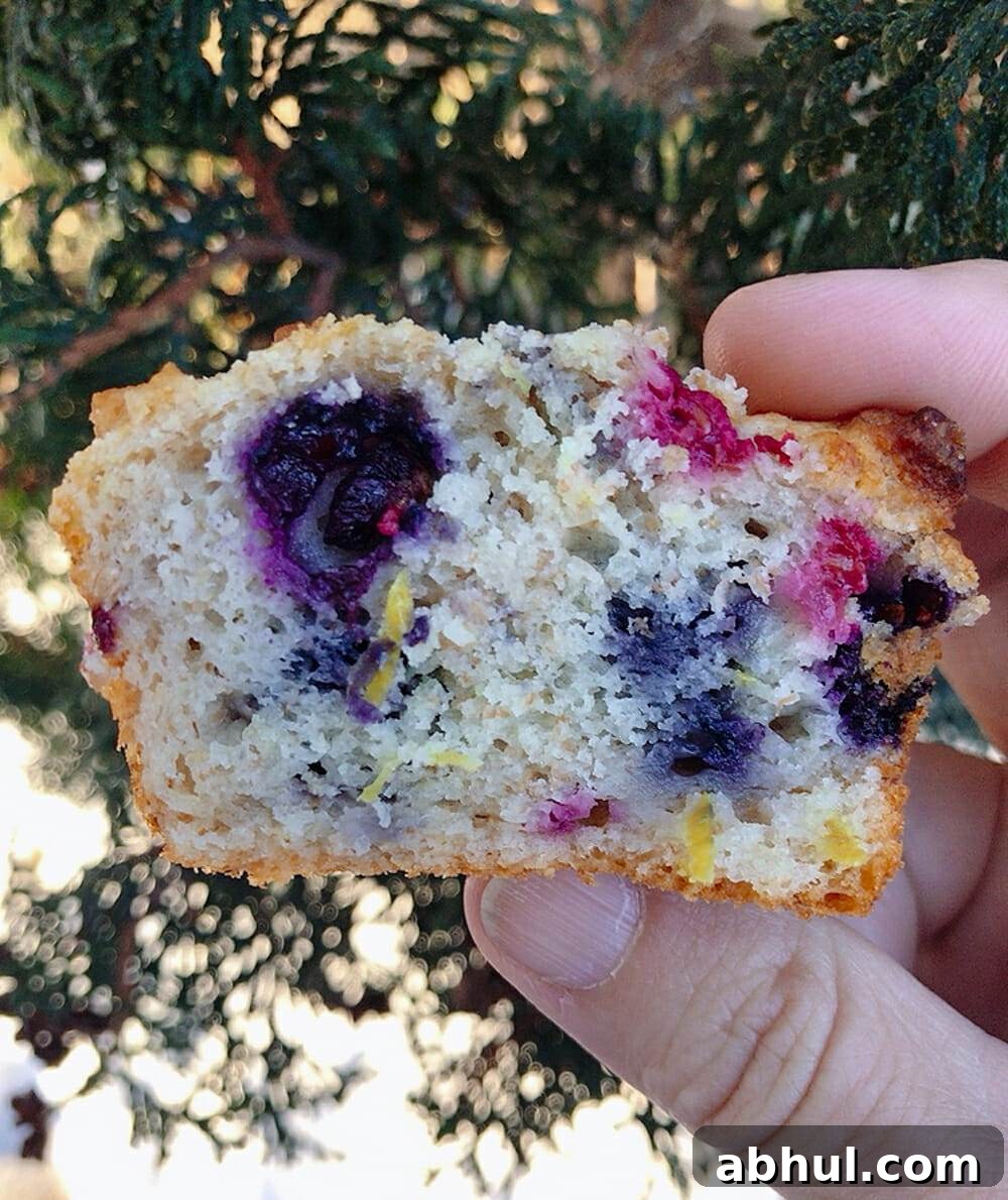 inside of berry lemon muffin