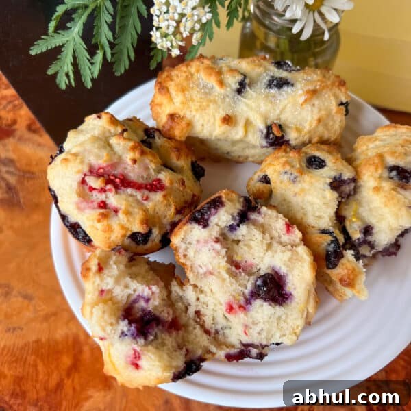 berry lemon muffins on plate