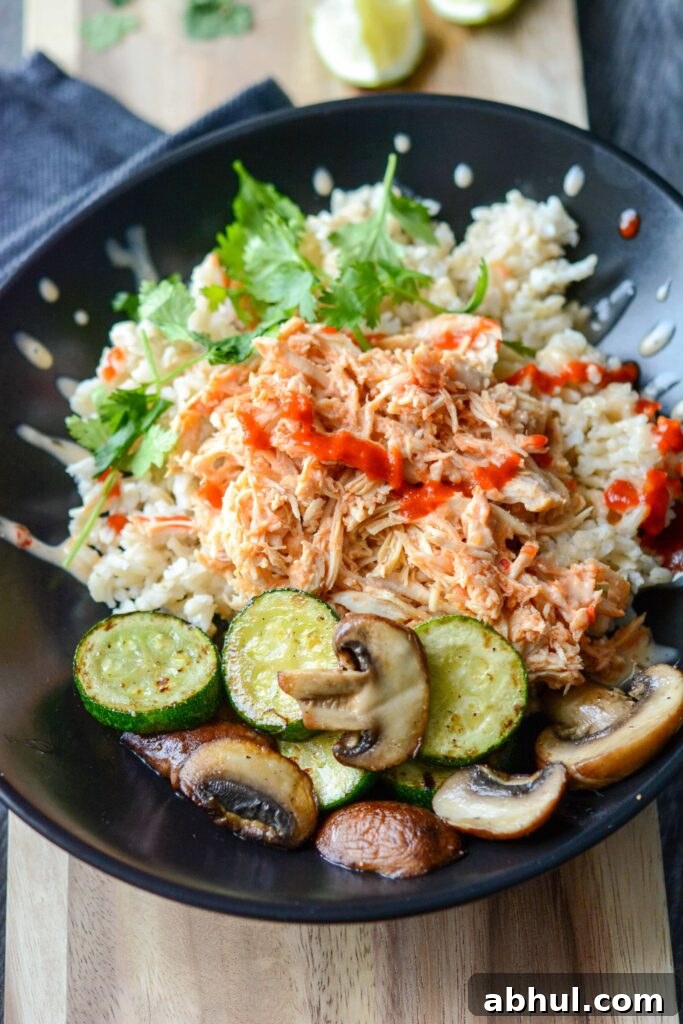 Slow Cooker Spicy Asian Chicken Bowls