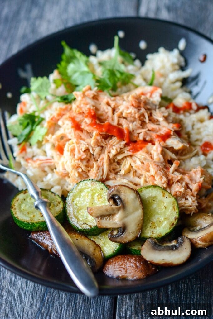 Slow Cooker Spicy Asian Chicken Bowls