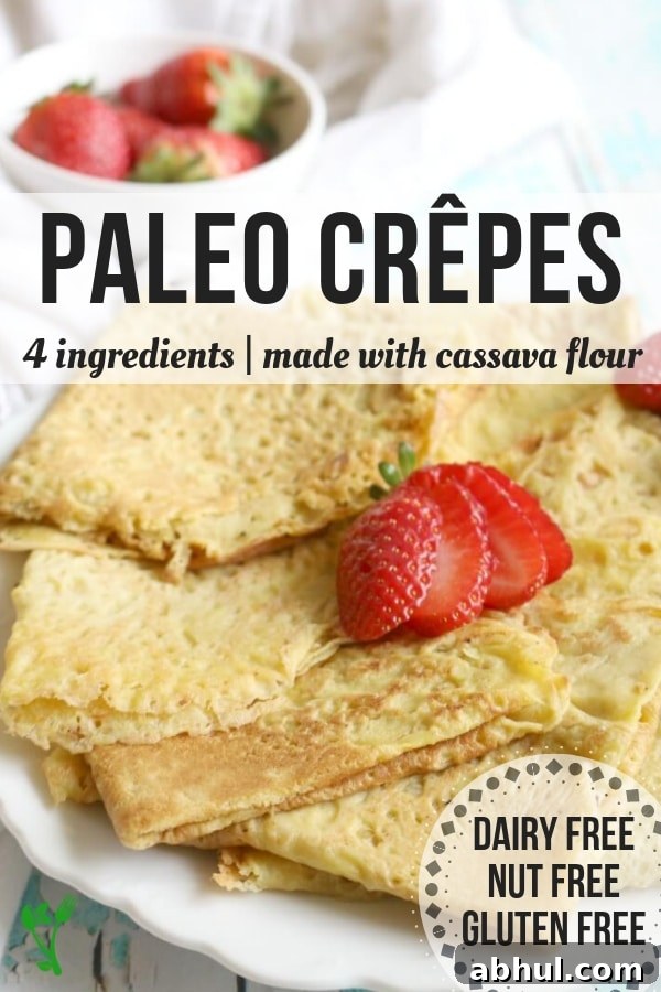 4 Ingredient Paleo Crêpes -These paleo crêpes are easily made with 4 common paleo ingredients. They can be enjoyed sweet or savory with your favorite fixings and are gluten free, dairy free and nut free.