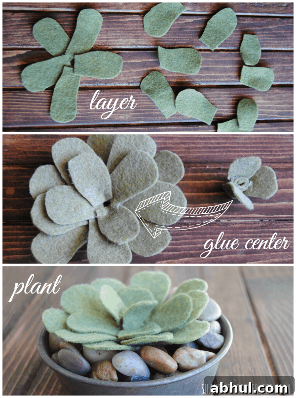Easy tutorial for DIY felt succulents