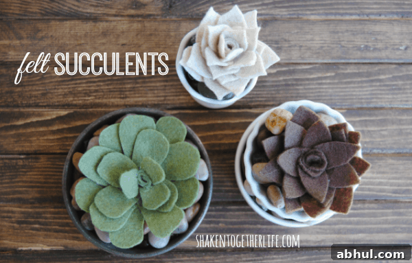 DIY felt succulents - three different varieties - all quick and easy!
