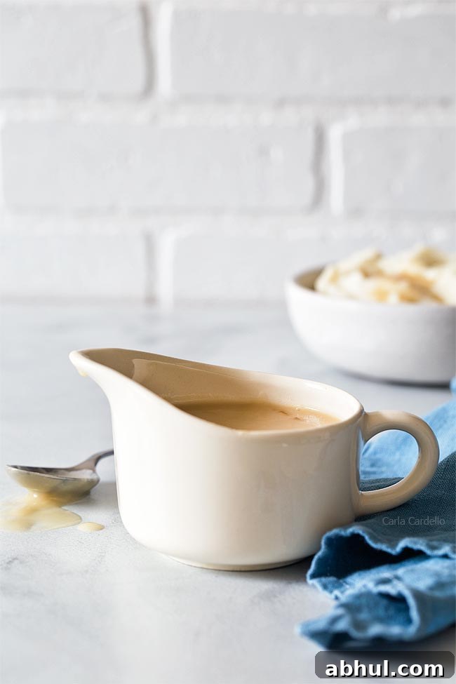Gravy In Gravy Boat With Spoon