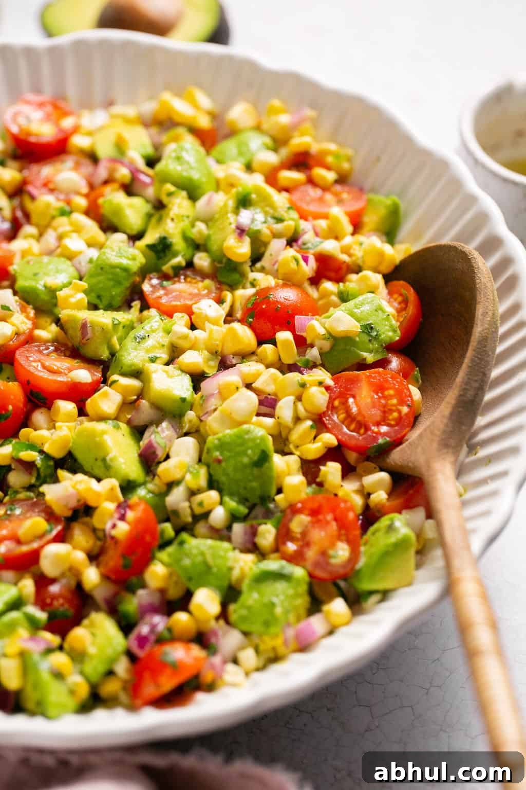 avocado corn salad in bowls