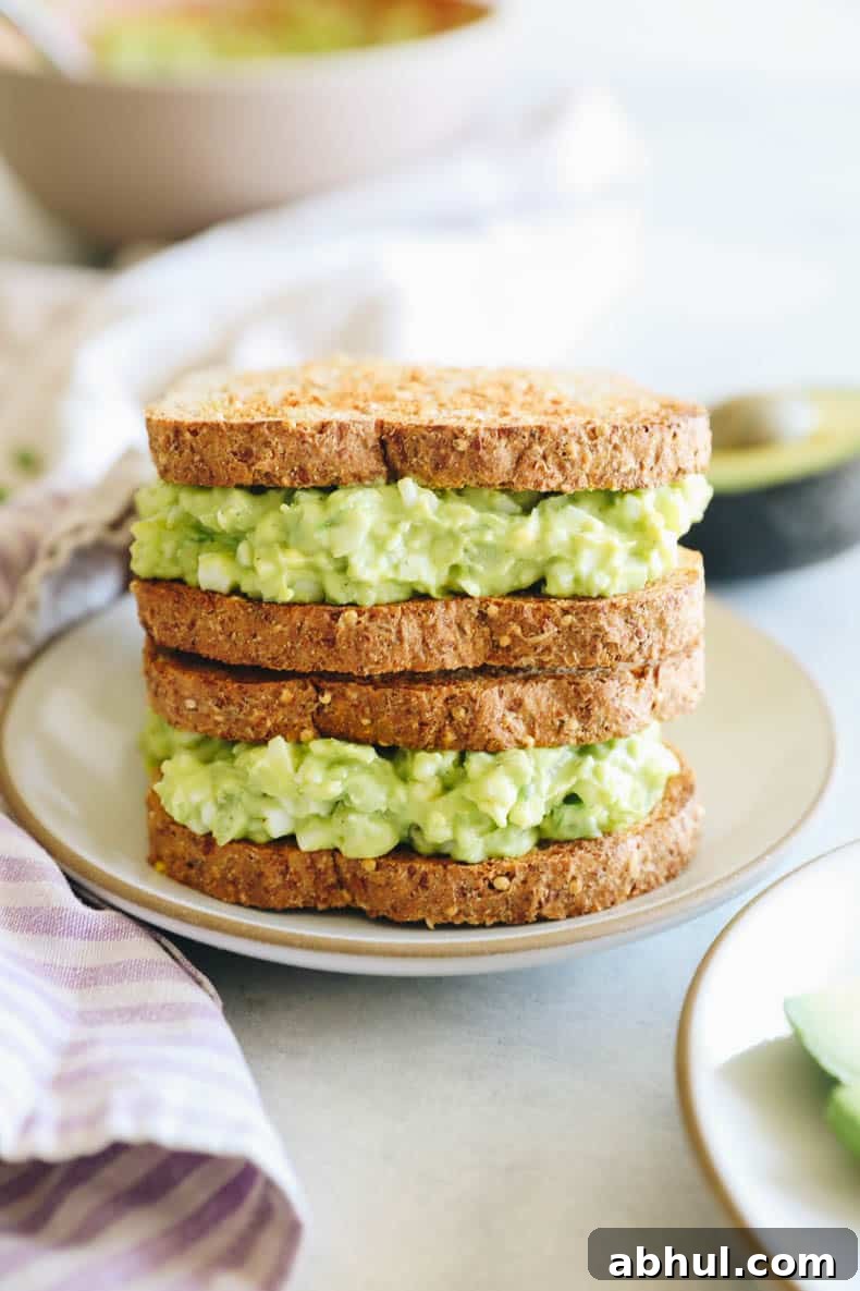 avocado egg salad on a sandwich.