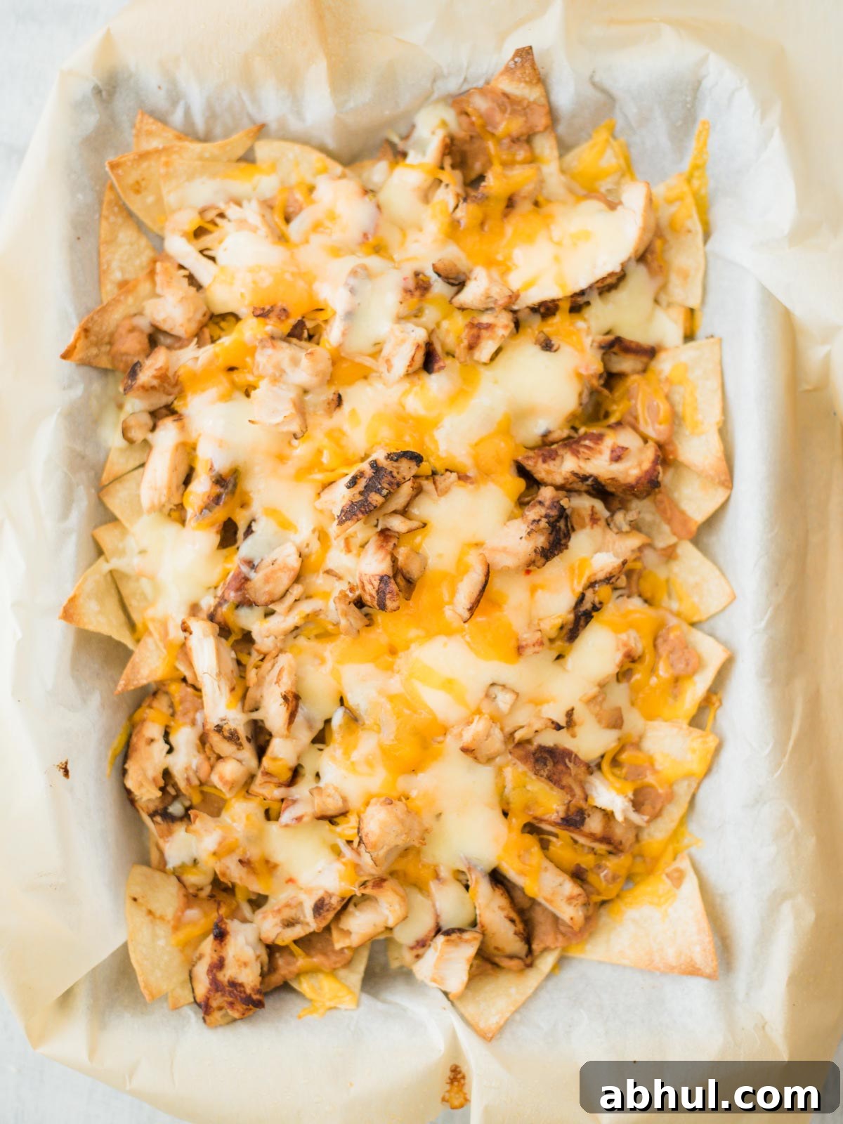 chips beans chicken and cheese layers