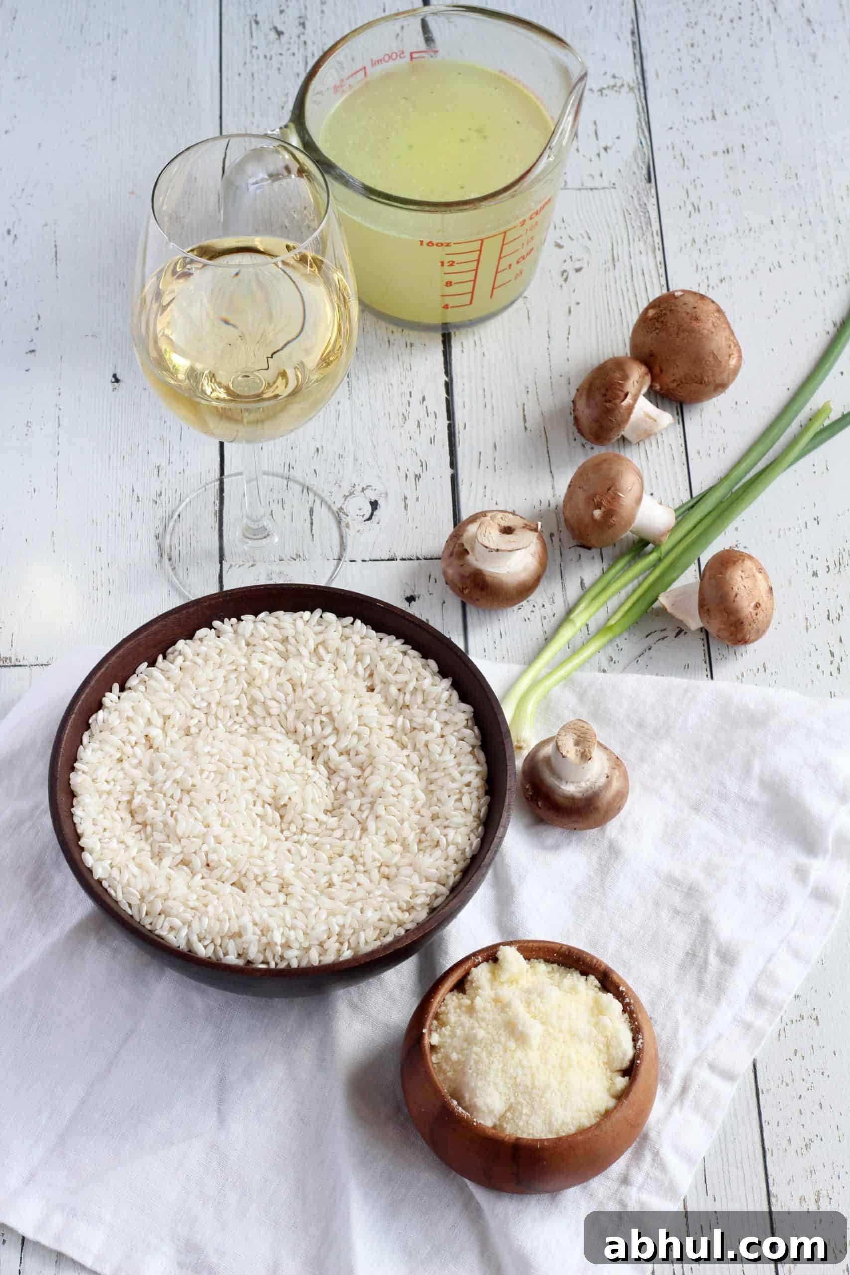 mushroom risotto preparation ingredients