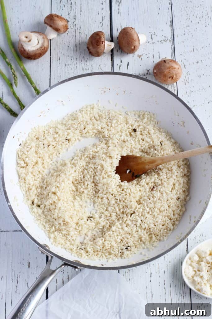 arborio rice on skillet