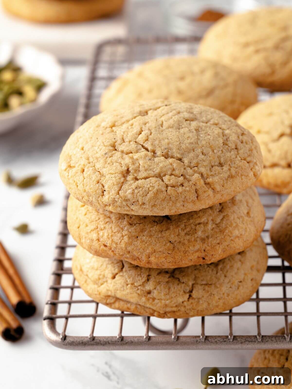A single chai sugar cookie with visible cracks