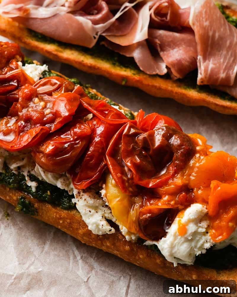 Roasted Tomato Caprese and Prosciutto Sandwich