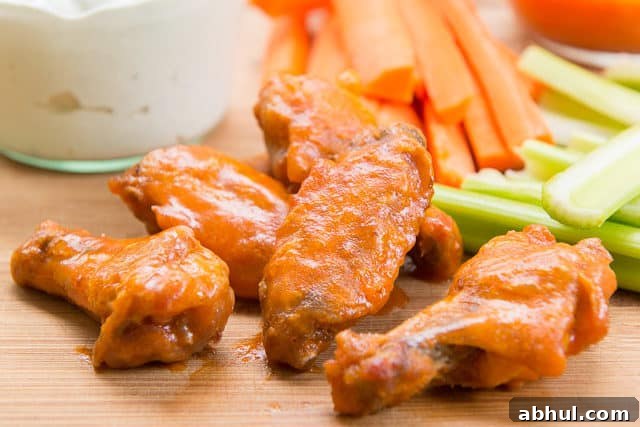 Baked Chicken Wings In the Oven Cooked and Tossed with Buffalo Sauce 