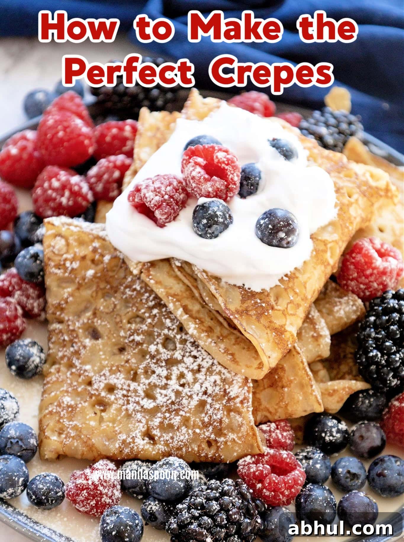 Crepes with whipped cream and berries
