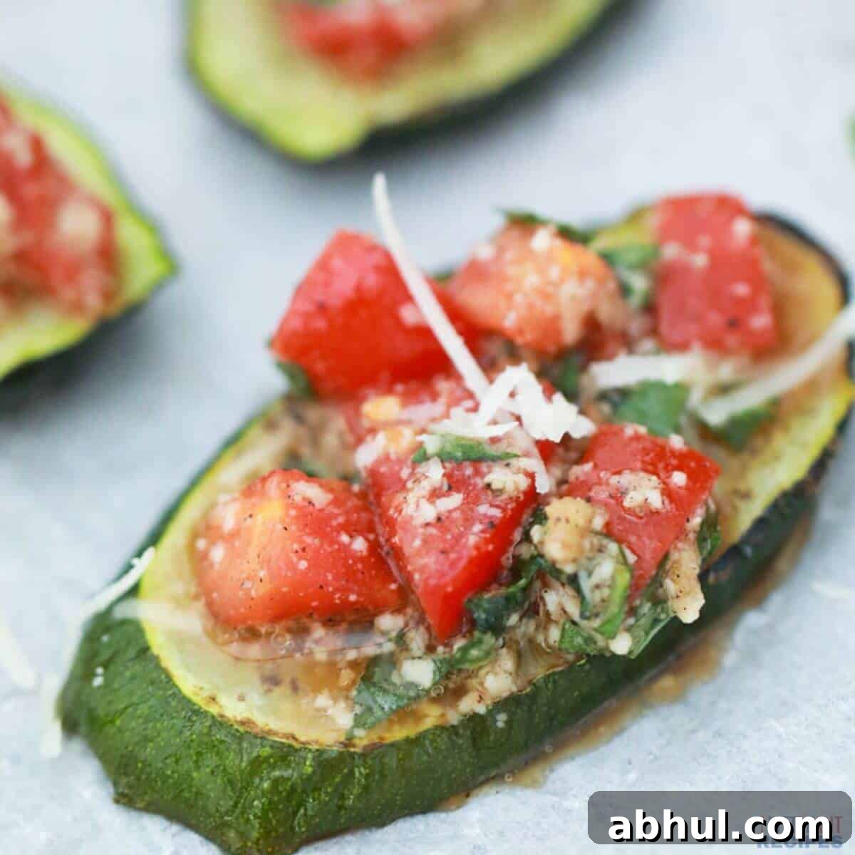 topping added to zucchini slice.