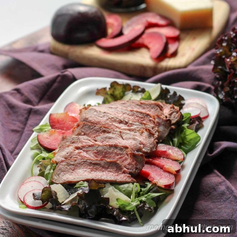 Steak Salad with Plums and Balsamic Reduction