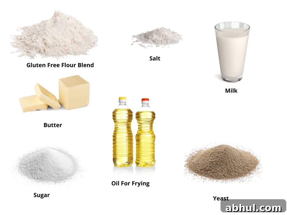 Gluten free yeast donuts ingredients photo.