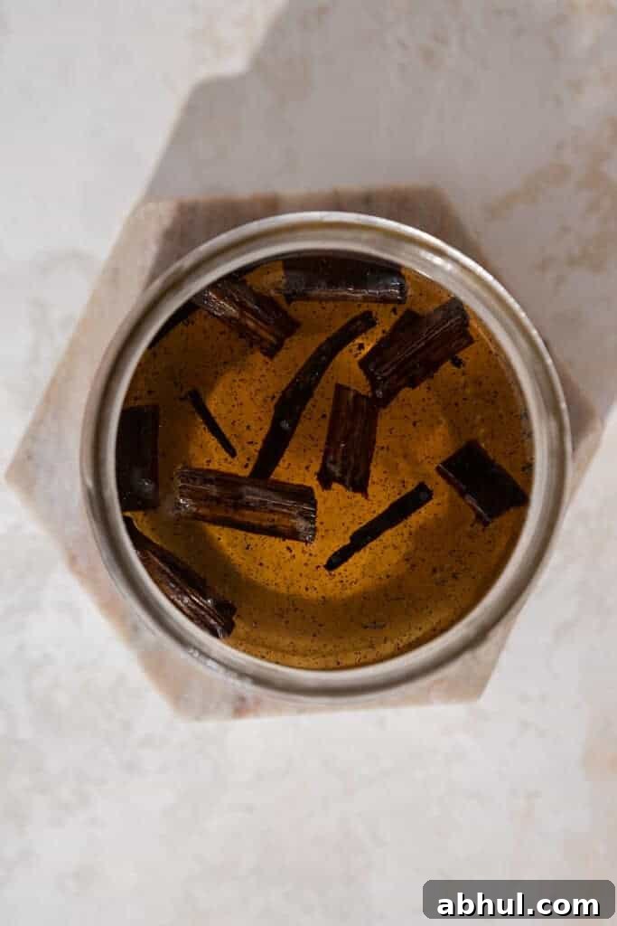 Homemade toasted vanilla syrup for coffee