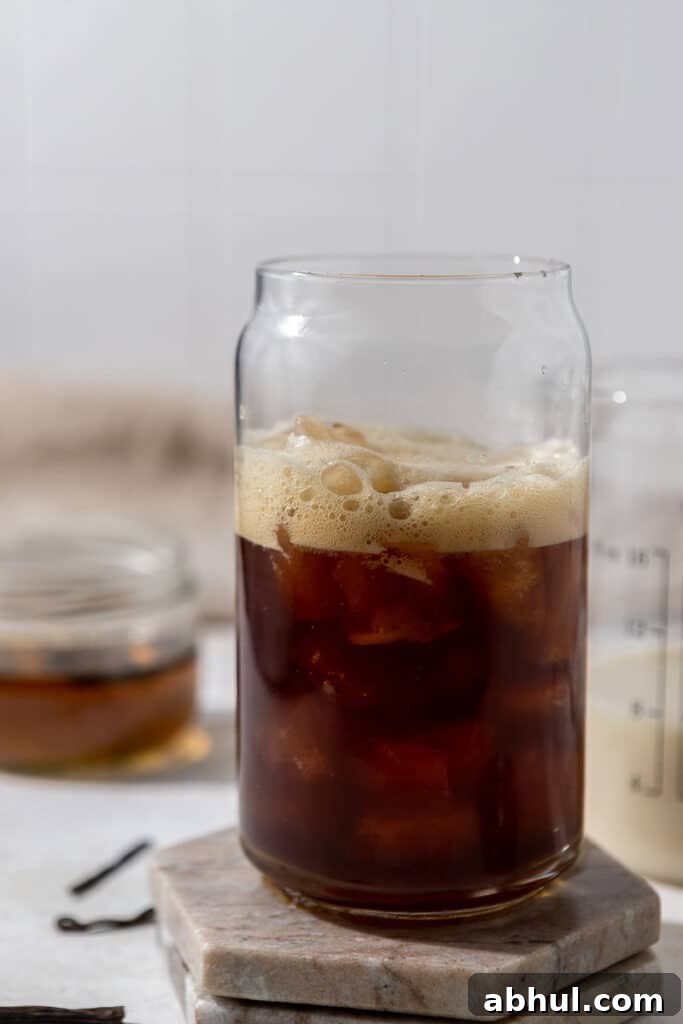 Iced espresso in beautiful glass