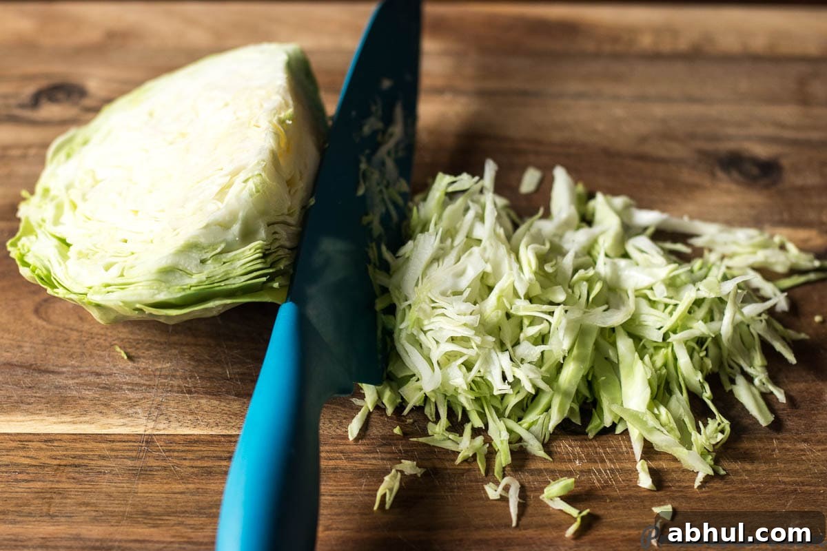 Crisp Cabbage Salad with Tangy Dressing 5 how to chop cabbage